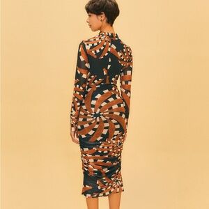 FARM Rio Black and Brown Long Sleeve Dress